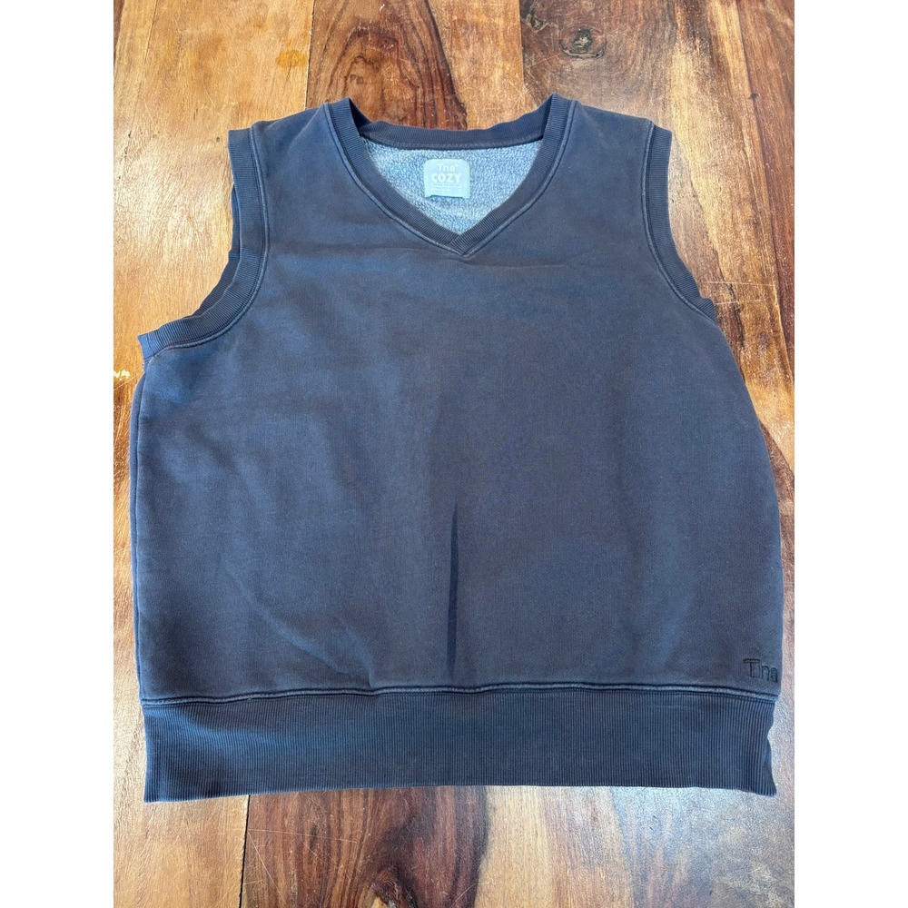 Tna sweatshirt vest women XS slate grey blue v-neck cozy fleece sleeveless top